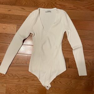 Abercrombie Ribbed Knit V-Neck Bodysuit